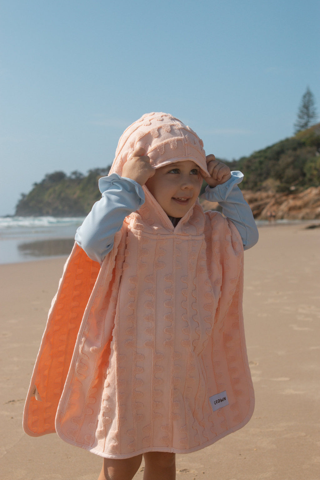 Terry Towelling Flow Poncho - Peachy