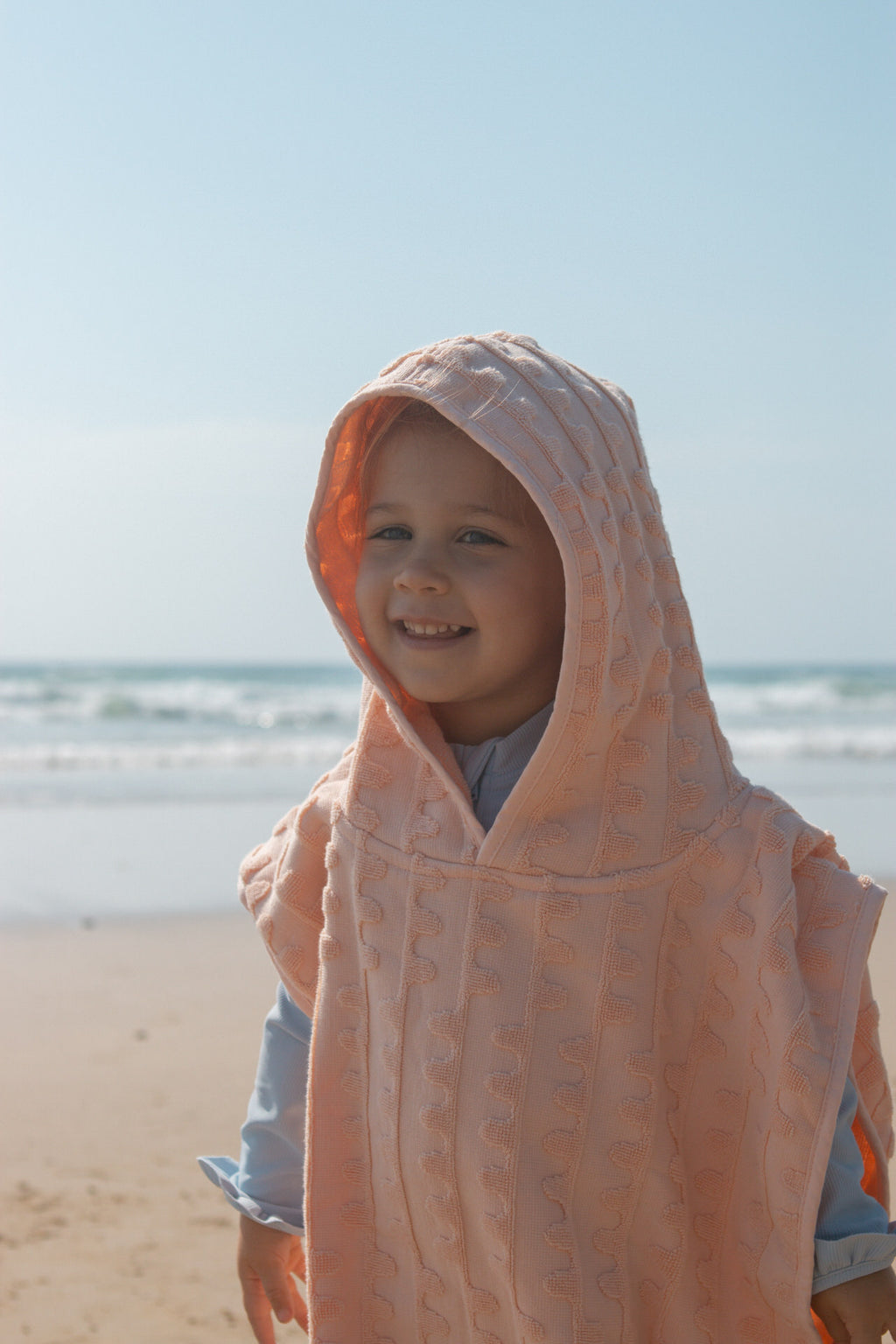 Terry Towelling Flow Poncho - Peachy