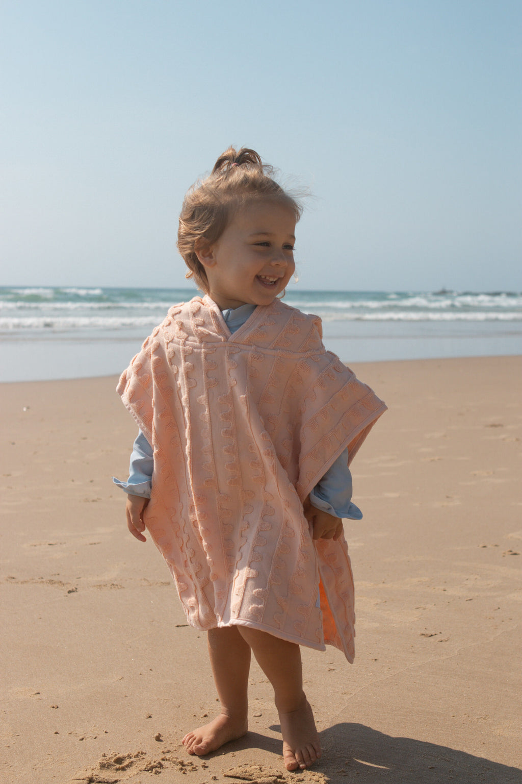 Terry Towelling Flow Poncho - Peachy