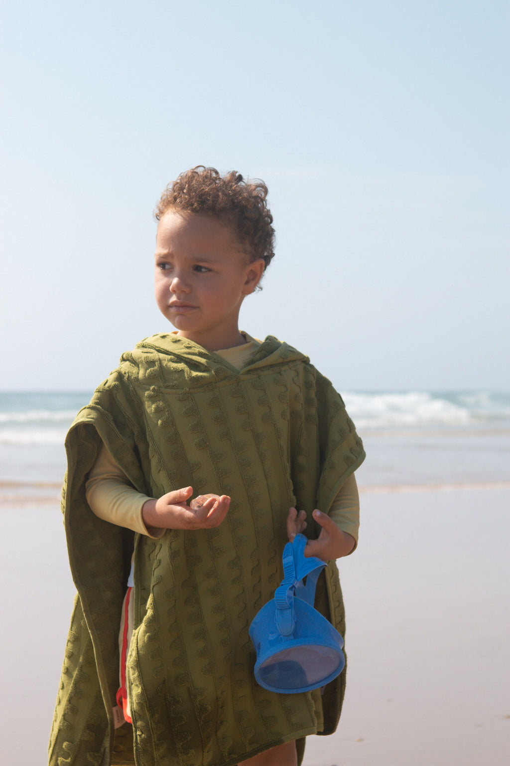 Terry Towelling Flow Poncho - Leaf