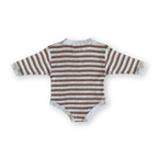 Ribbed Stripe Romper - Grey Marle/Brown