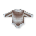 Ribbed Stripe Romper - Grey Marle/Brown