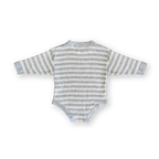 Ribbed Stripe Romper - Grey Marle/Milk