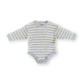 Ribbed Stripe Romper - Grey Marle/Milk