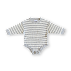 Ribbed Stripe Romper - Grey Marle/Milk