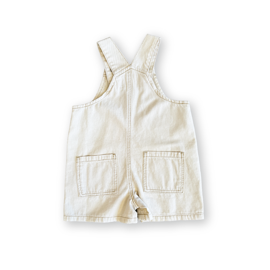 Grown Everyday Twill Short Overalls - Milk