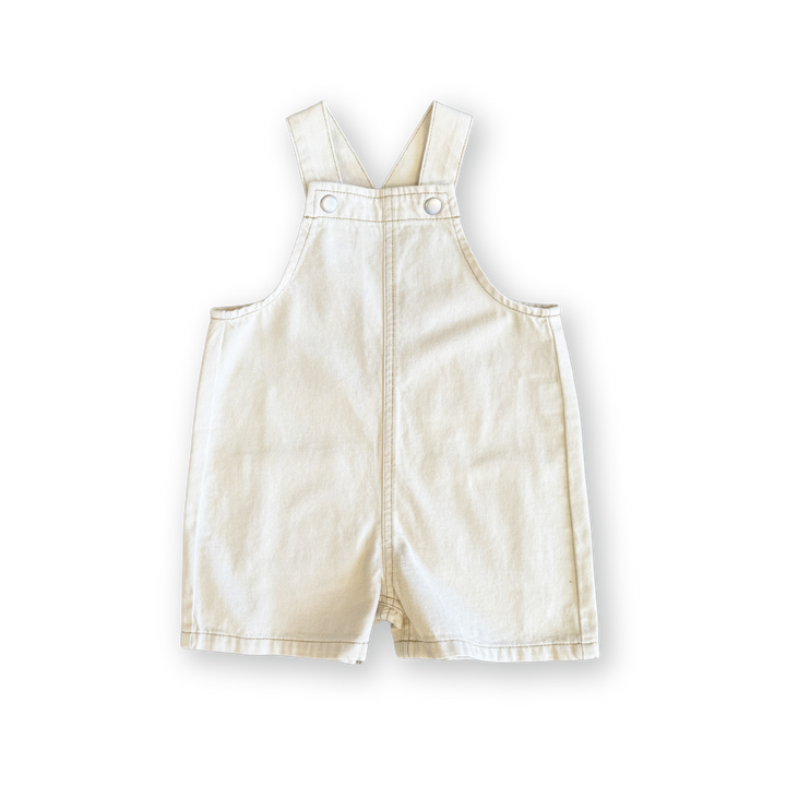 Grown Everyday Twill Short Overalls - Milk