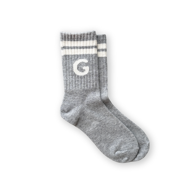 Grown Stripe Logo Socks - Grey Marle