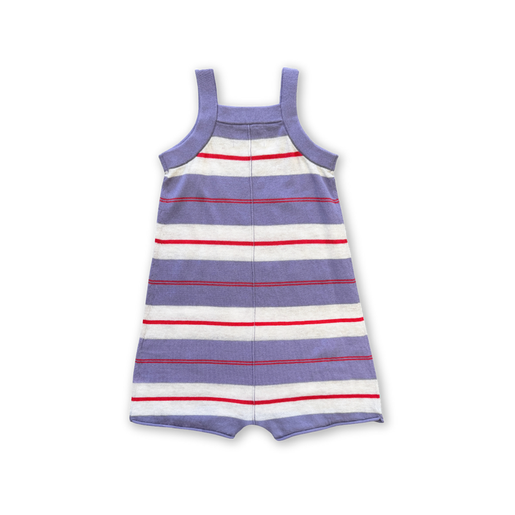 Organic Knitted Club Stripe Romper - Mauve