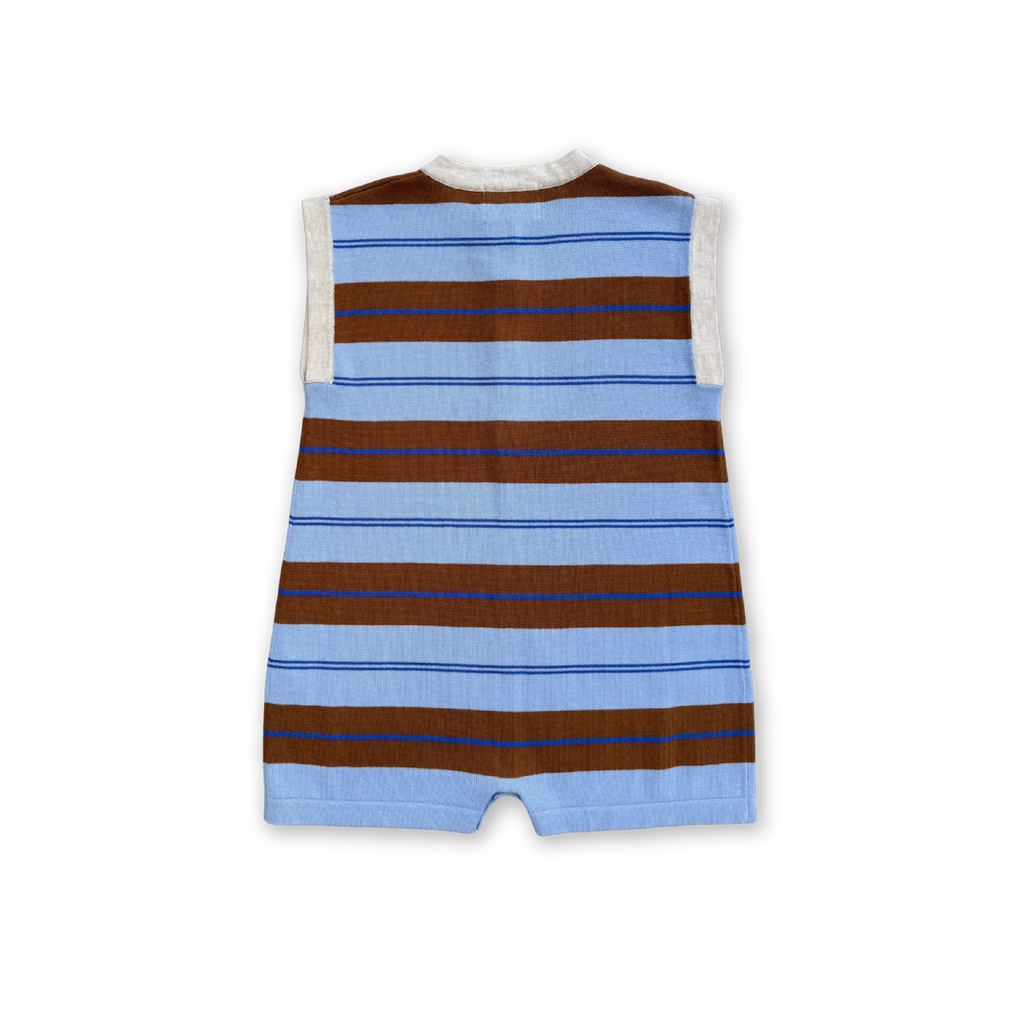 Organic Knitted Club Stripe Button-Up Romper - Bubble