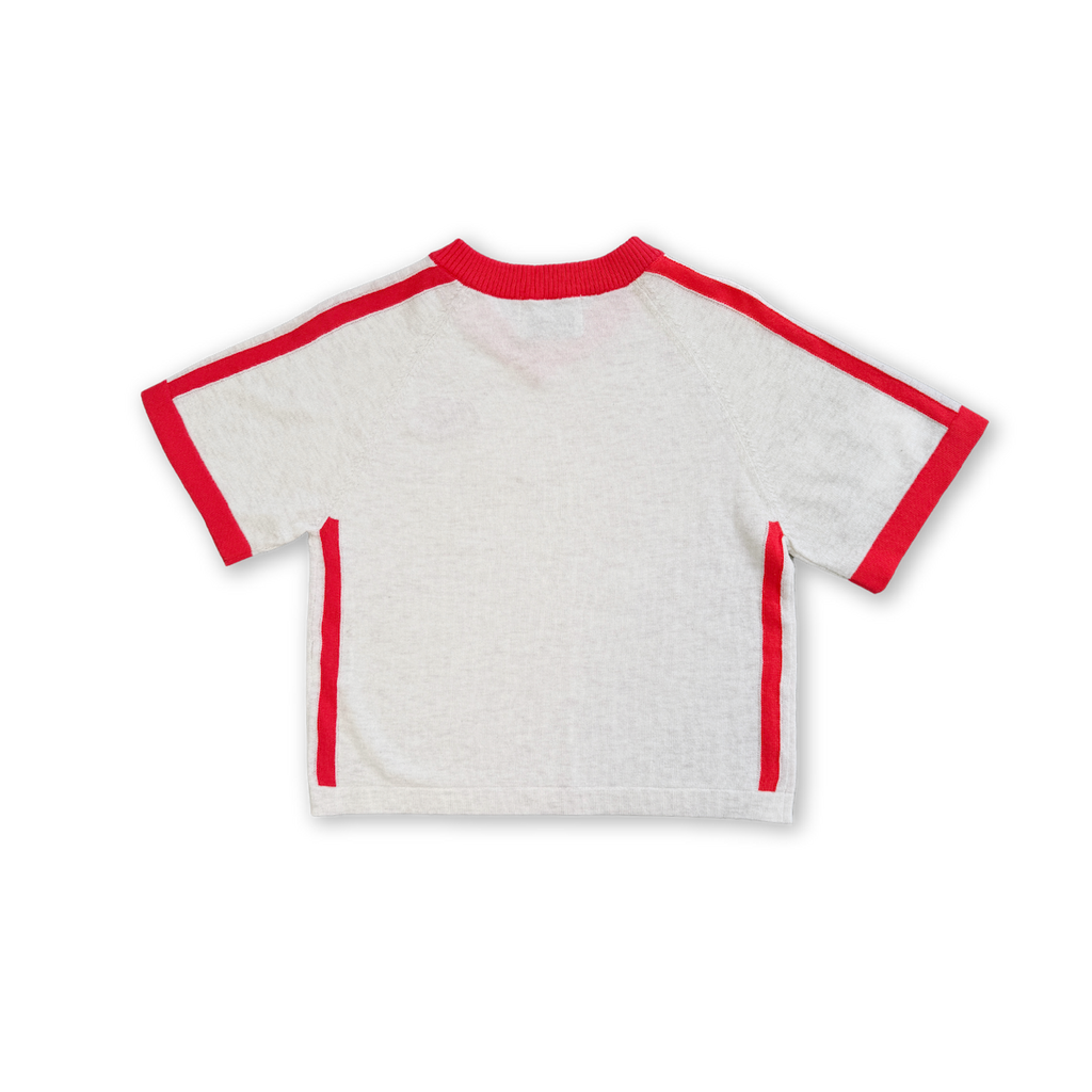 Organic Knitted Contrast Tee - Fiesta & Coconut