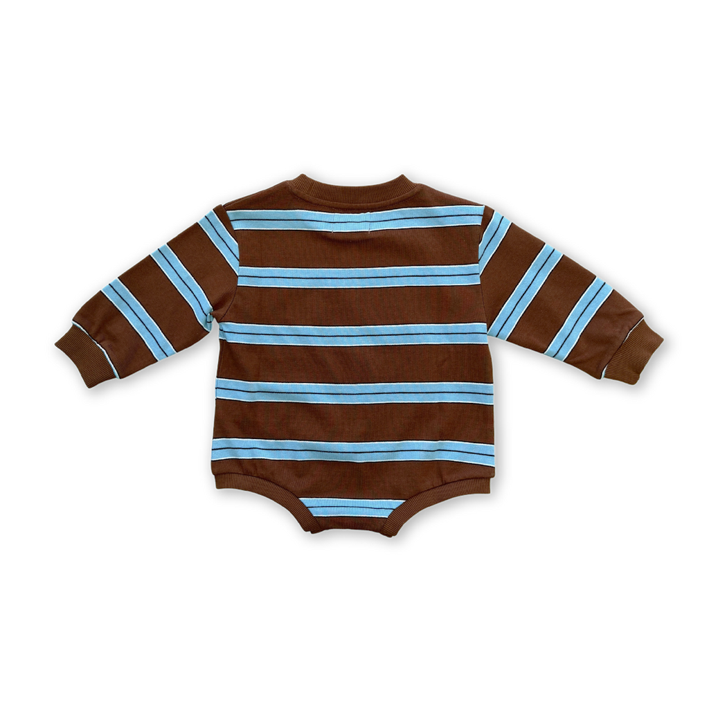 Cotton Sports Stripe Romper - Teddy