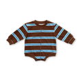 Cotton Sports Stripe Romper - Teddy
