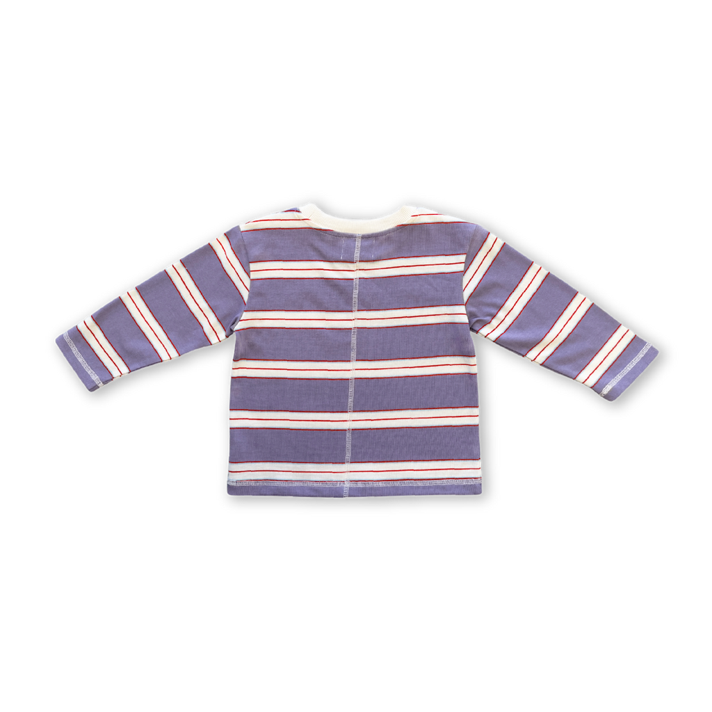 Cotton Sports Stripe Longsleeve Tee - Mauve