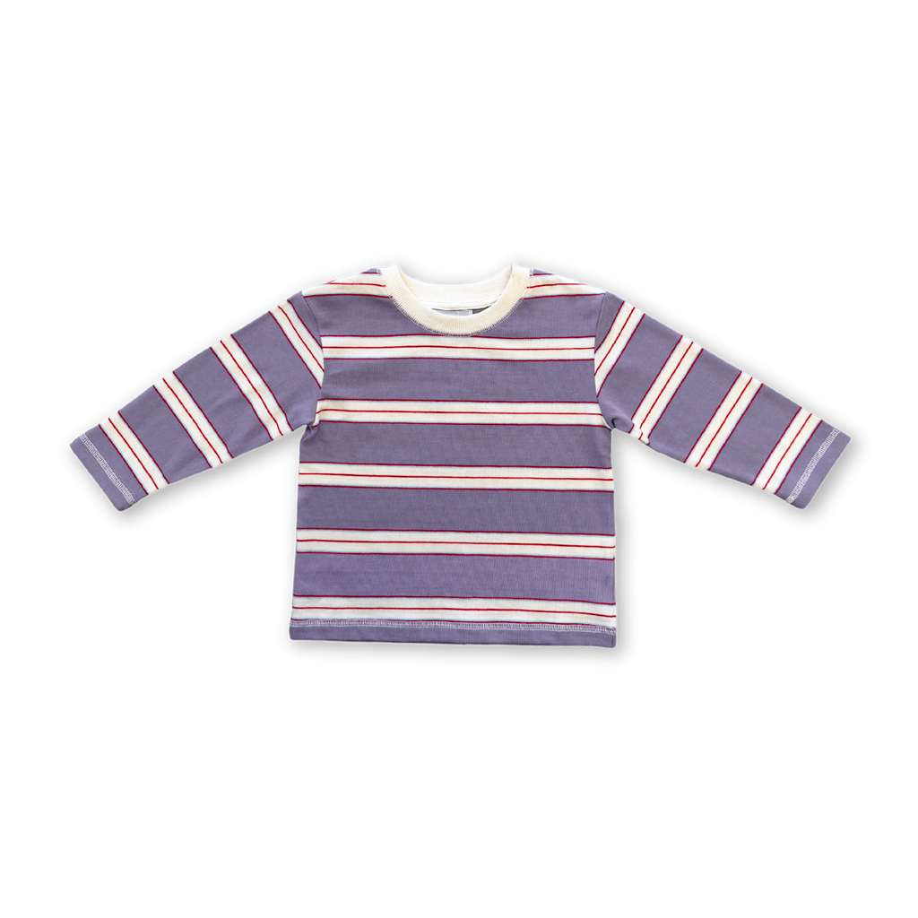 Cotton Sports Stripe Longsleeve Tee - Mauve