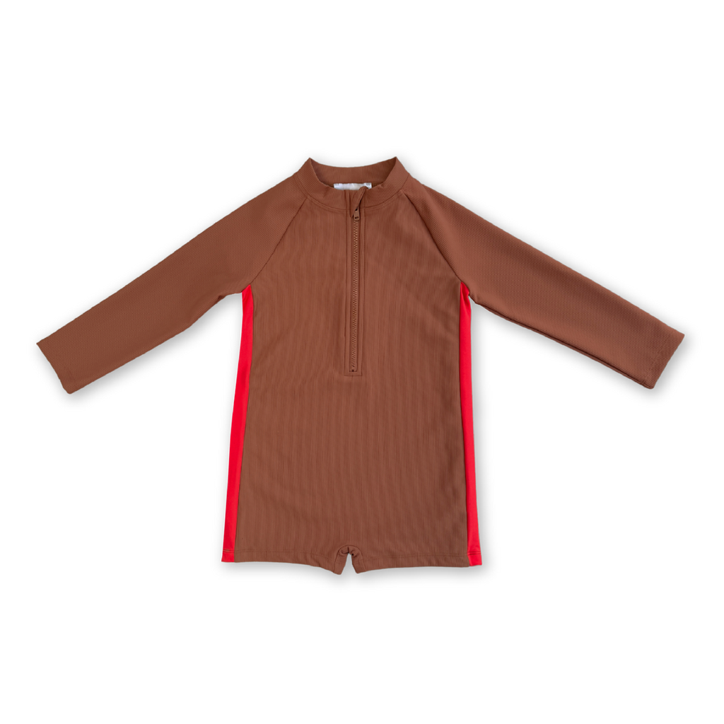 Zip Longsleeve Swim Suit - Teddy