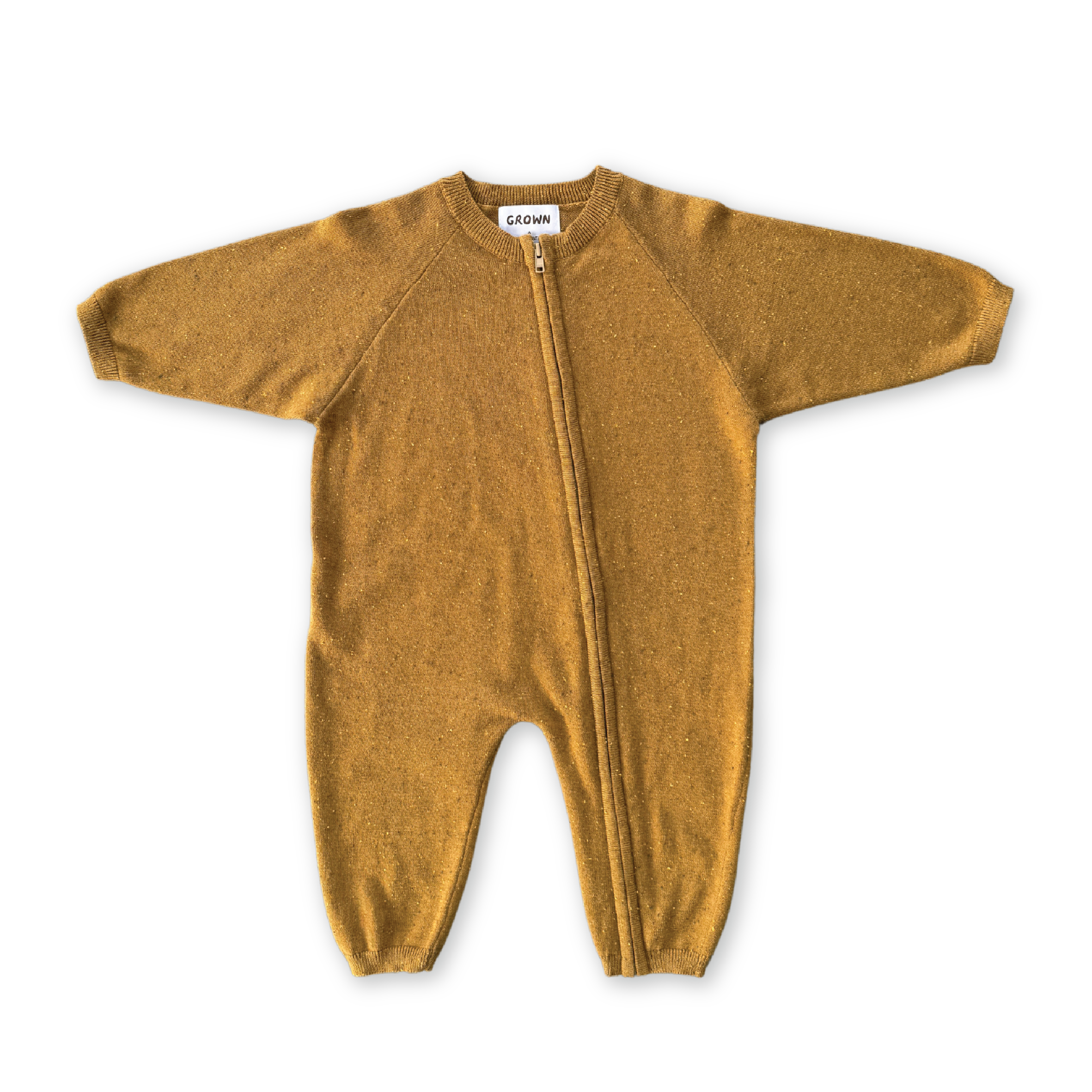 Grown Organic Essential Zip Starsuit - Golden Speckle