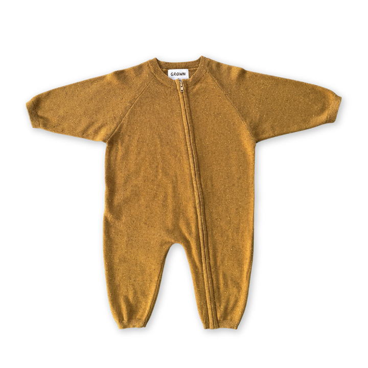 Grown Organic Essential Zip Starsuit - Golden Speckle
