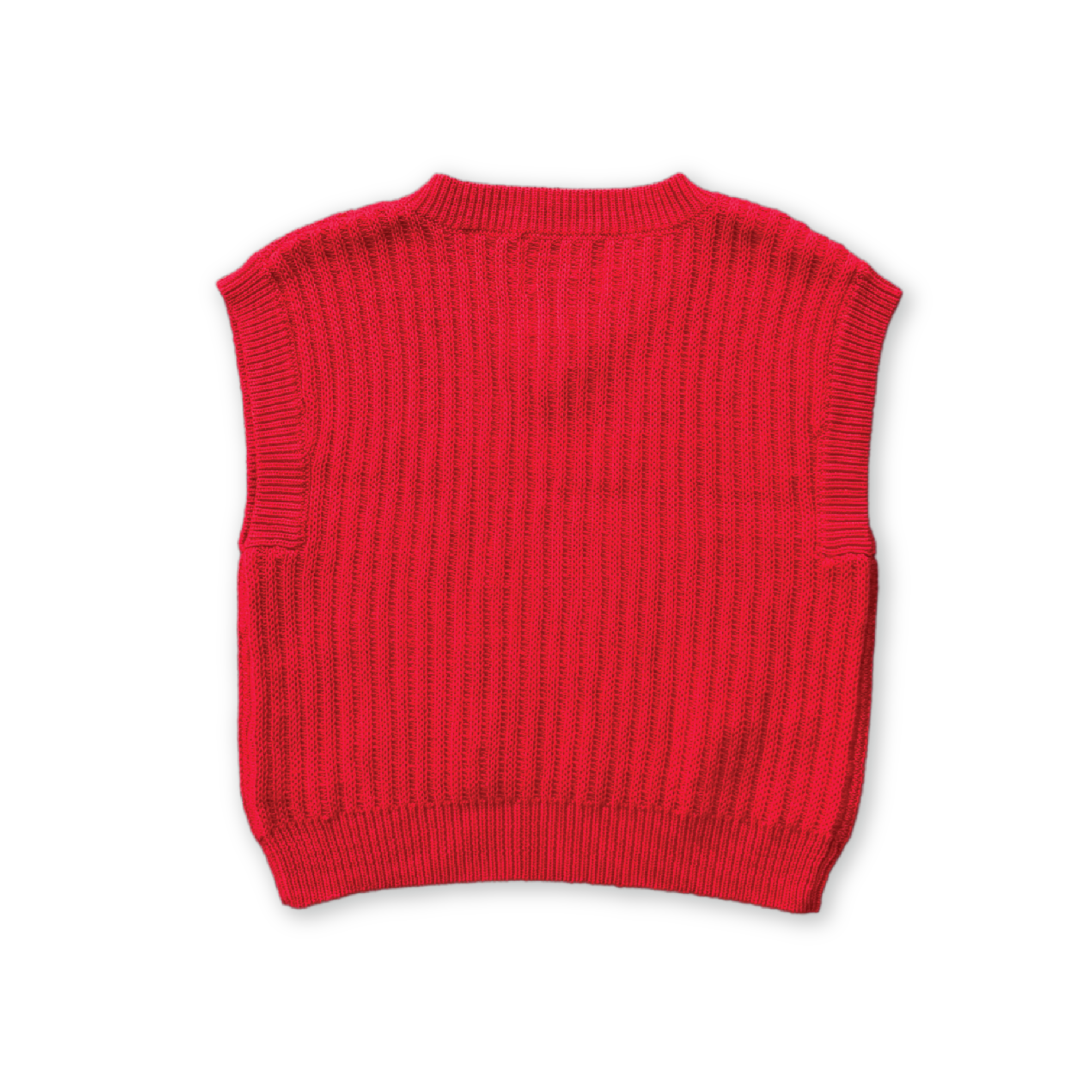 Grown Chunky Rib V-Neck Vest - Flame