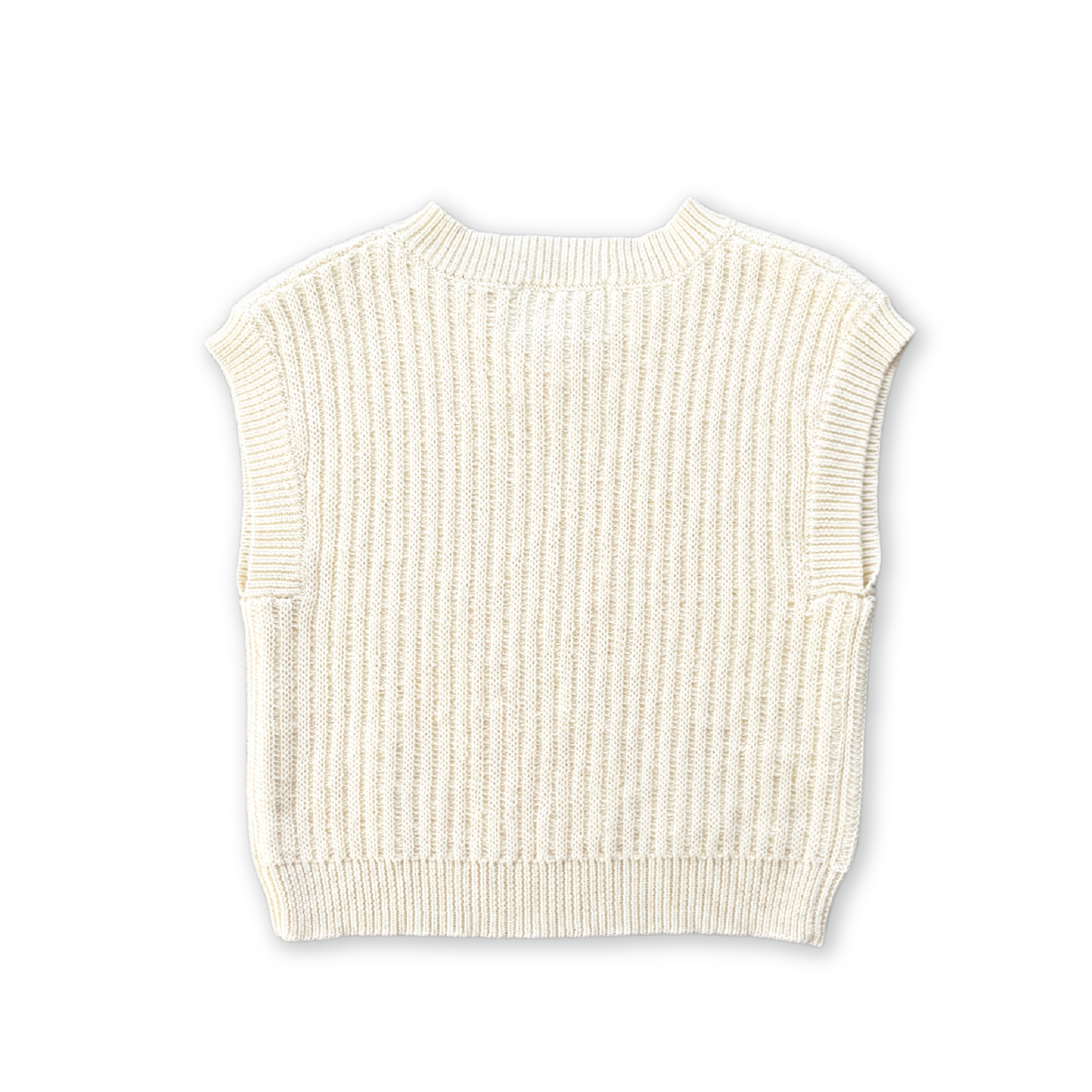 Grown Chunky Rib V-Neck Vest - Milk