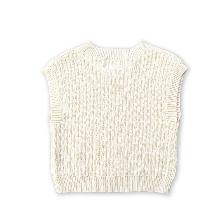 Grown Chunky Rib V-Neck Vest - Milk