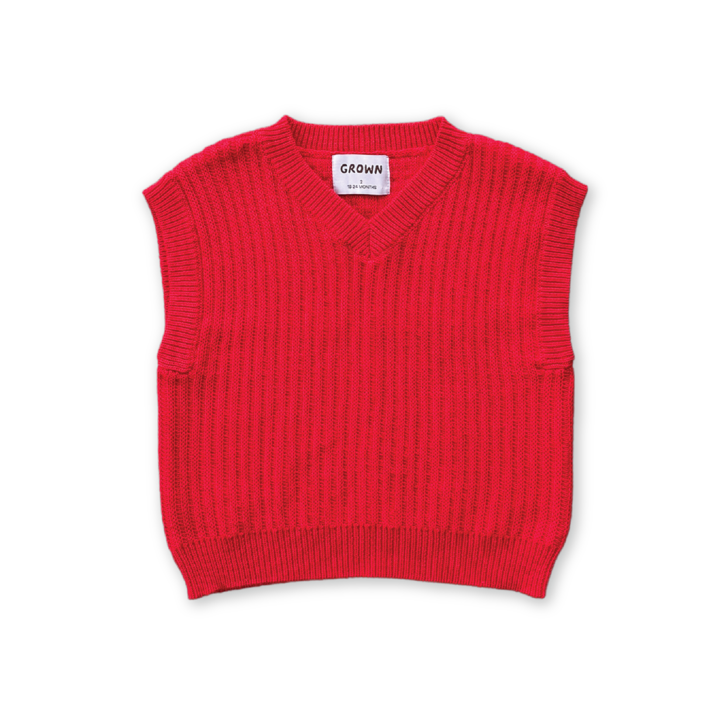 Grown Chunky Rib V-Neck Vest - Flame