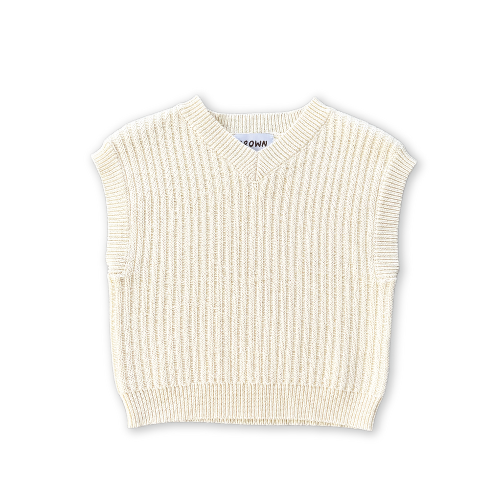 Grown Chunky Rib V-Neck Vest - Milk