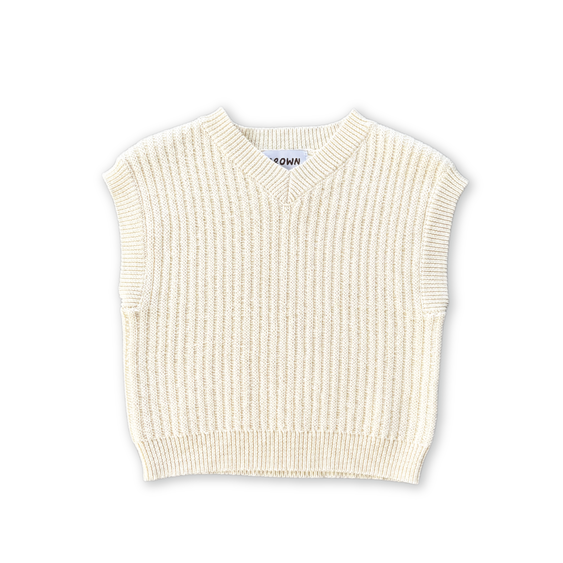 Grown Chunky Rib V-Neck Vest - Milk