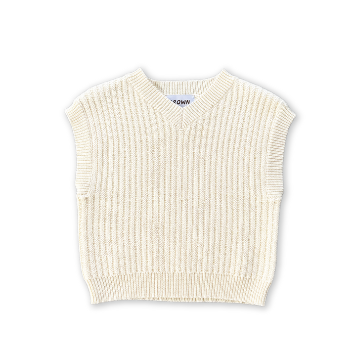 Grown Chunky Rib V-Neck Vest - Milk