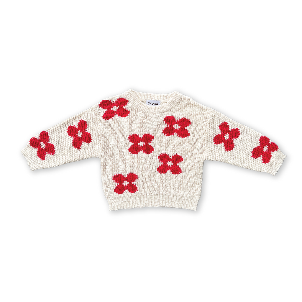 Grown Knitted Posy Pull Over - Milk