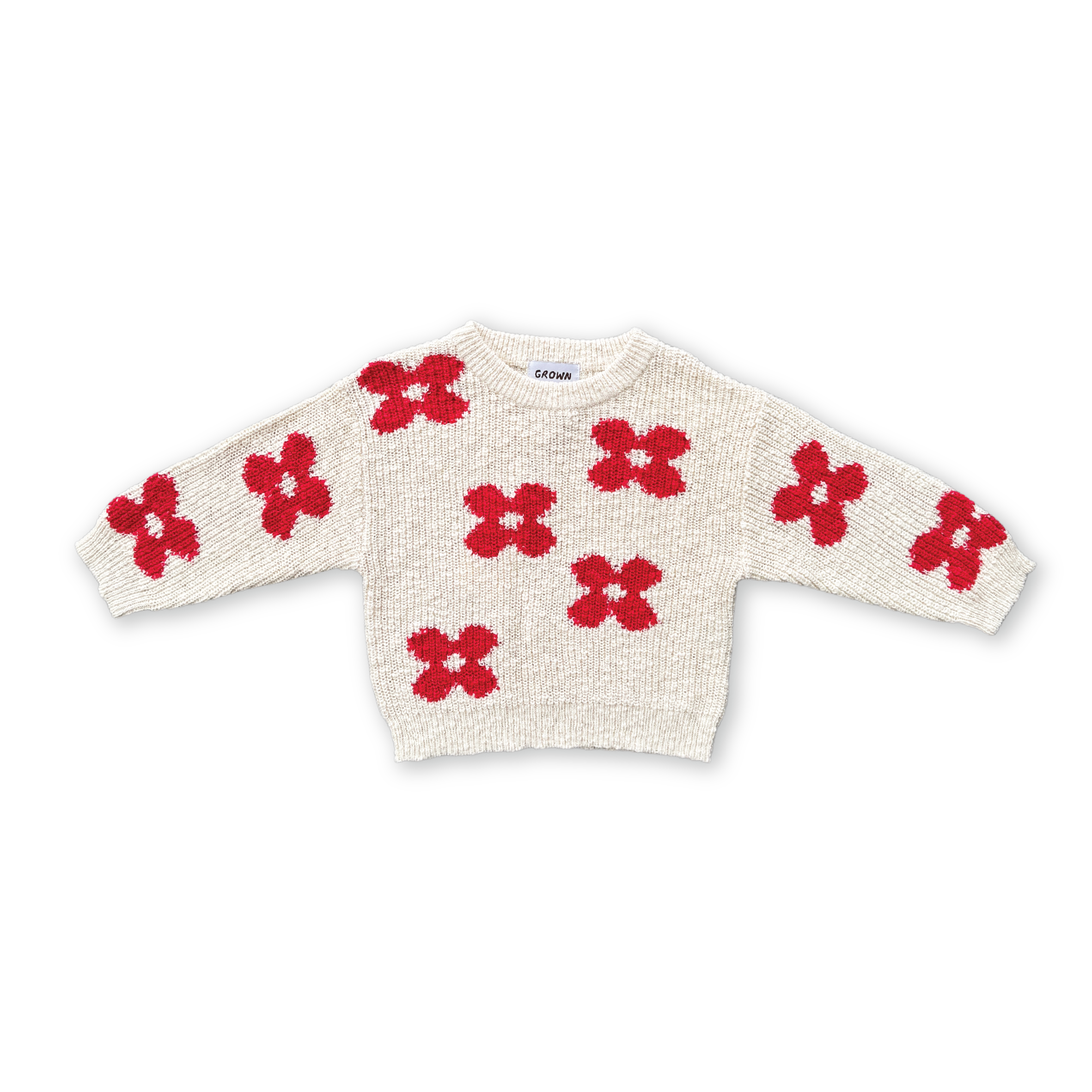 Grown Knitted Posy Pull Over - Milk
