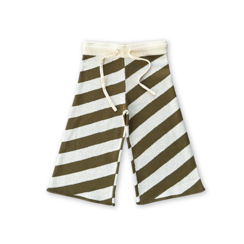 Grown Diagonal Stripe Knit Flares - Coffee