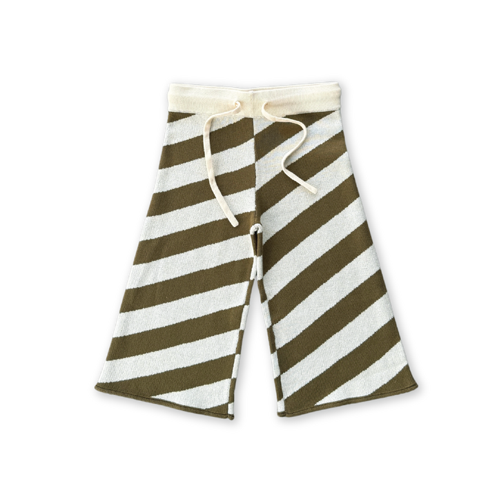 Grown Diagonal Stripe Knit Flares - Coffee