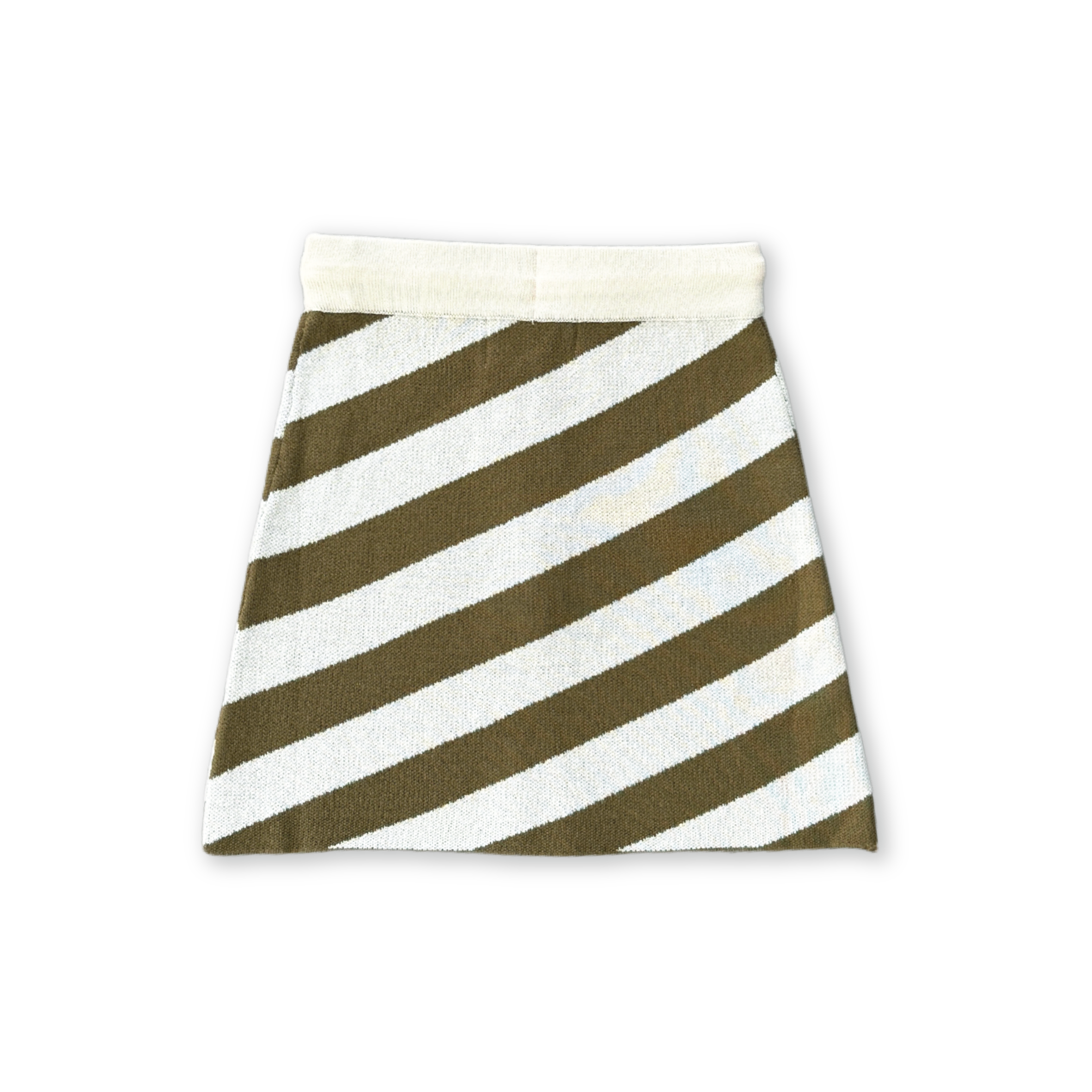 Grown Diagonal Stripe Knit Skirt - Coffee