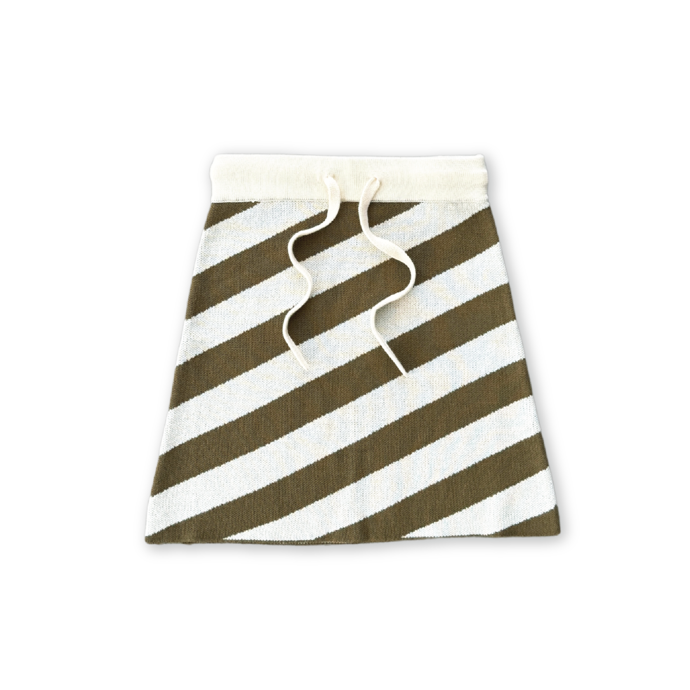 Grown Diagonal Stripe Knit Skirt - Coffee