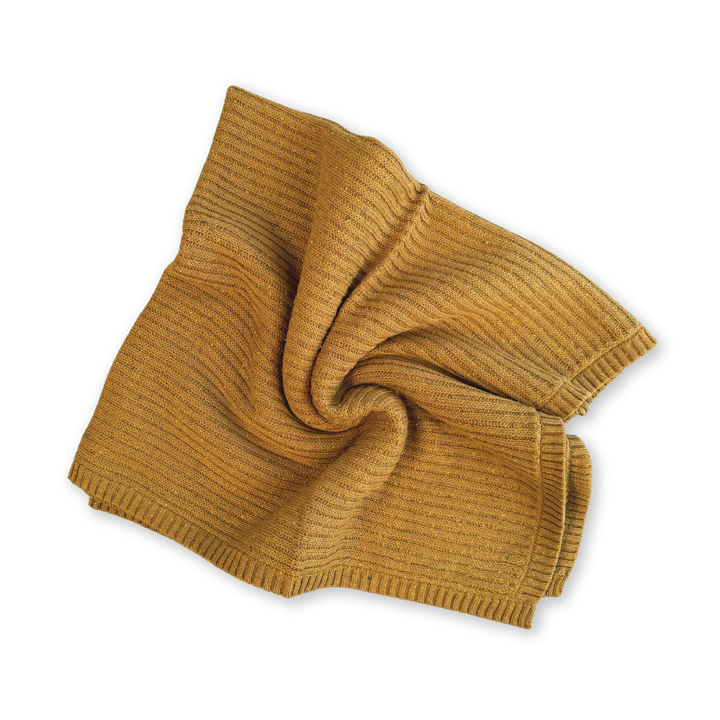 Grown Organic Rib Knit Baby Blanket - Golden Speckle