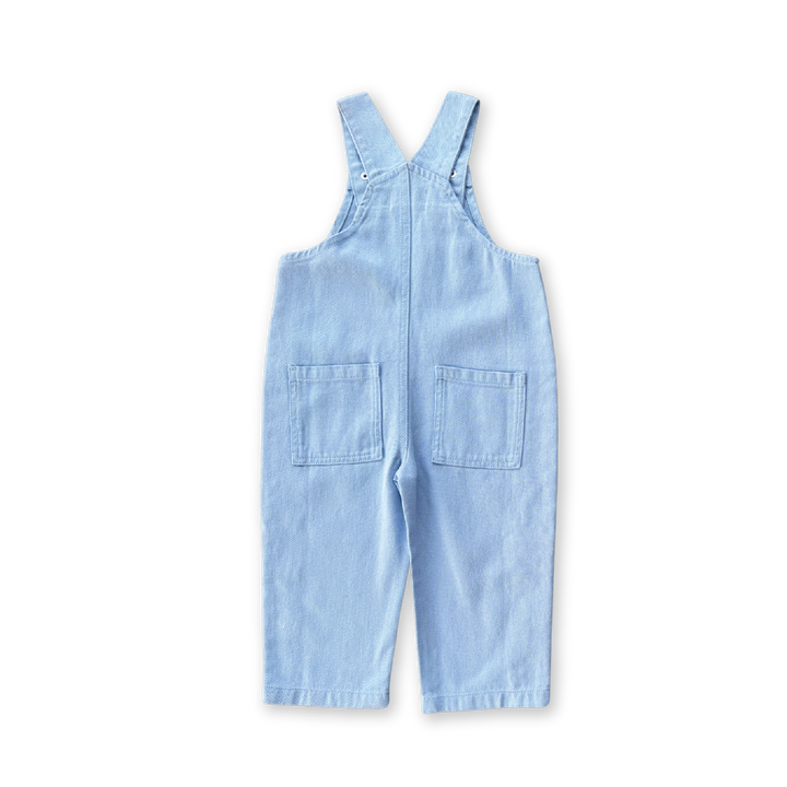 Grown Organic Embroidery Posy Overalls - Ice Blue