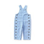 Organic Embroidery Posy Overalls - Ice Blue