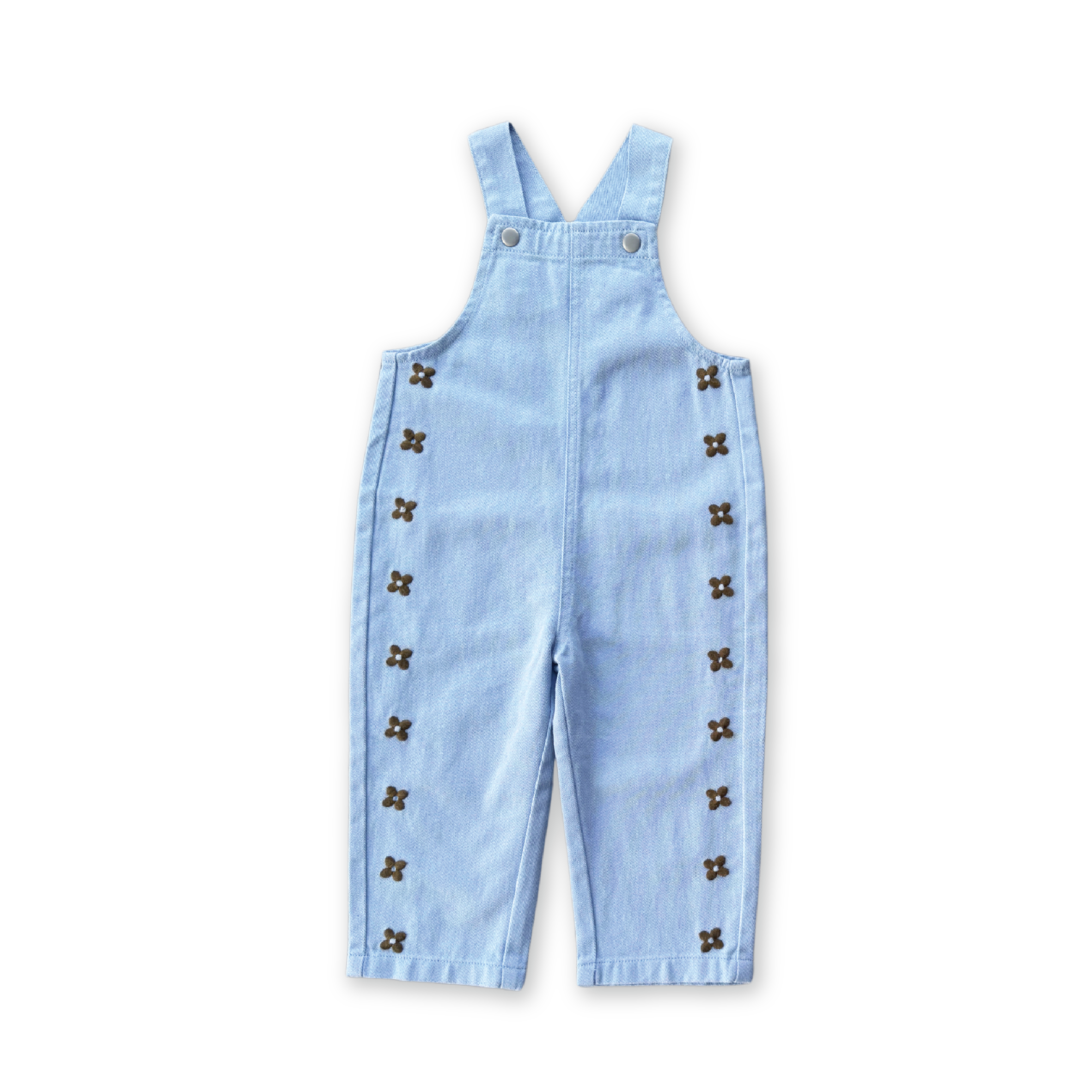 Grown Organic Embroidery Posy Overalls - Ice Blue