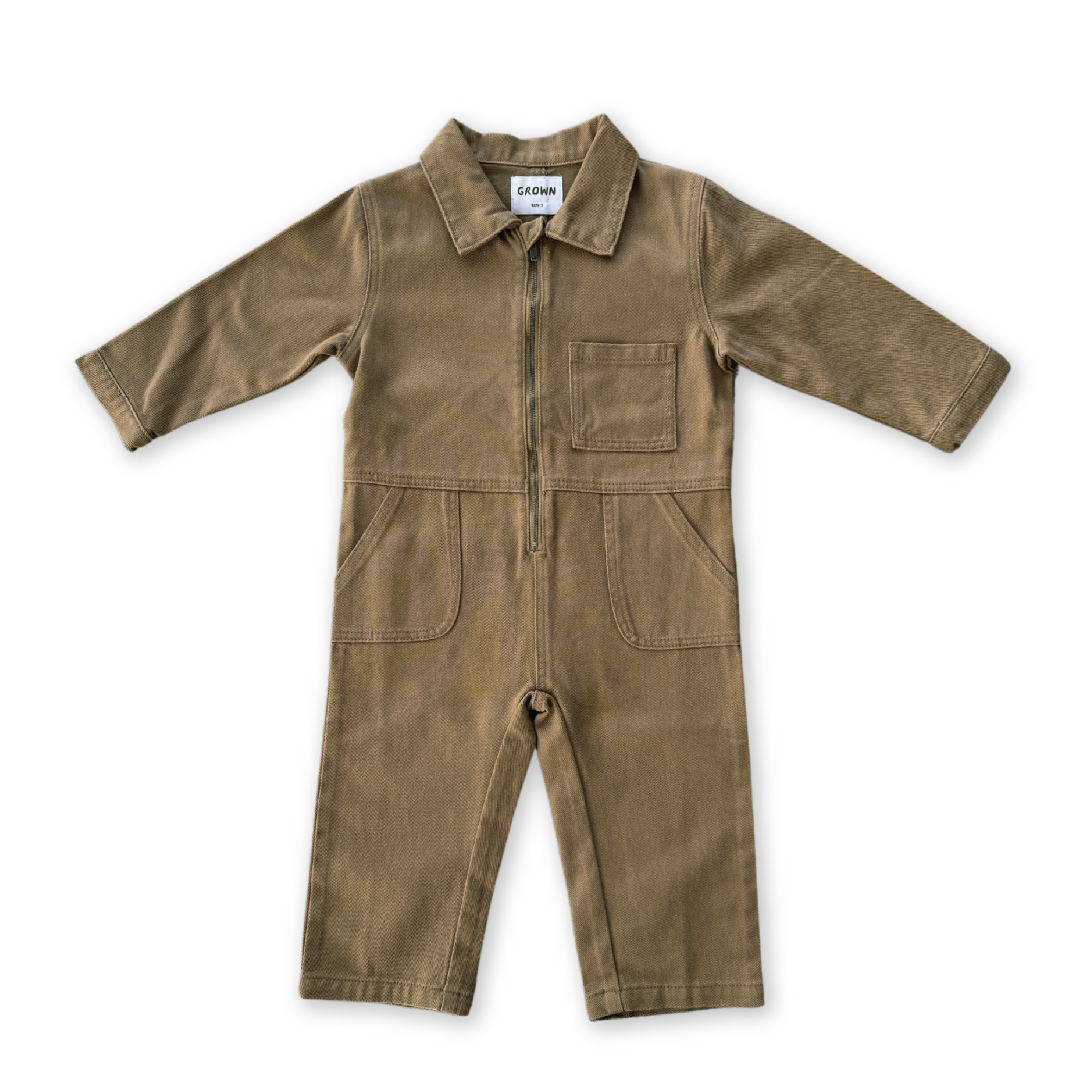 Grown Organic Zip Boilersuit - Coffee