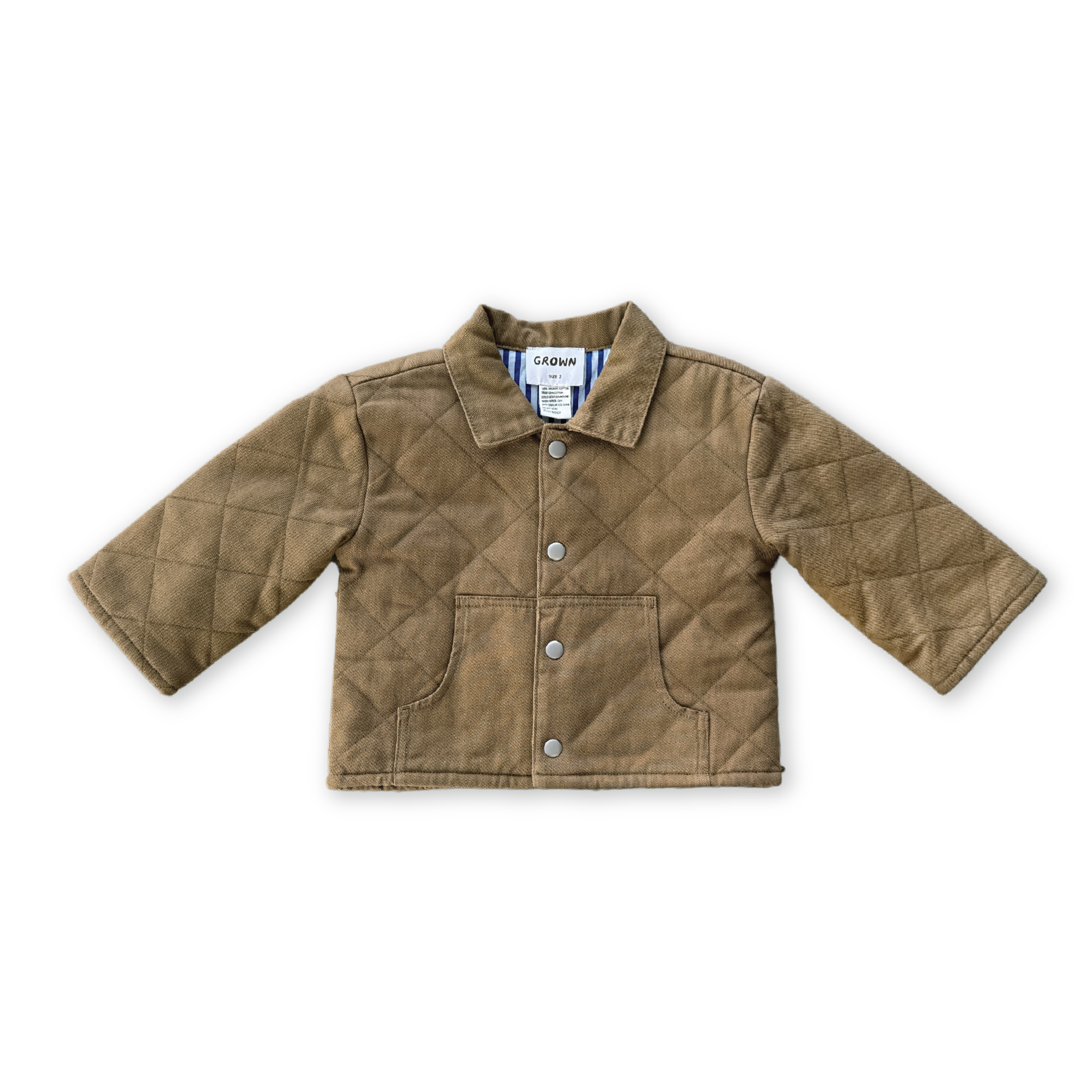 Grown Organic Quilted Denim Jacket - Coffee