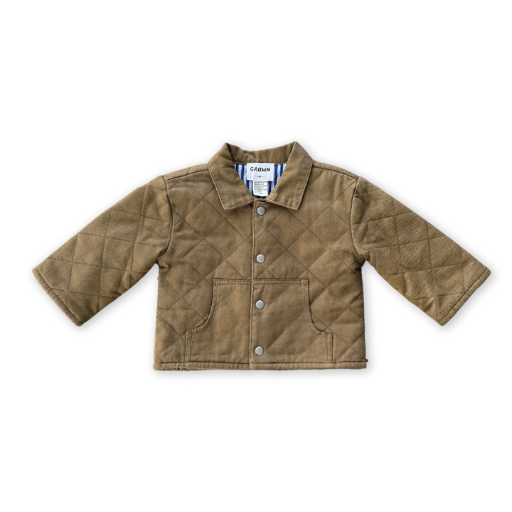 Grown Organic Quilted Denim Jacket - Coffee