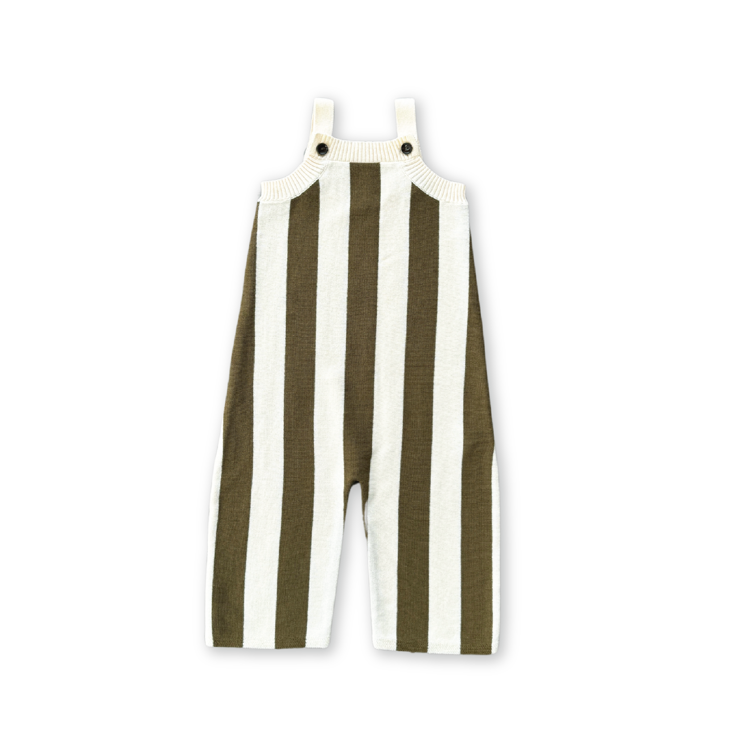 Grown Vertical Stripe Knit Overalls - Coffee
