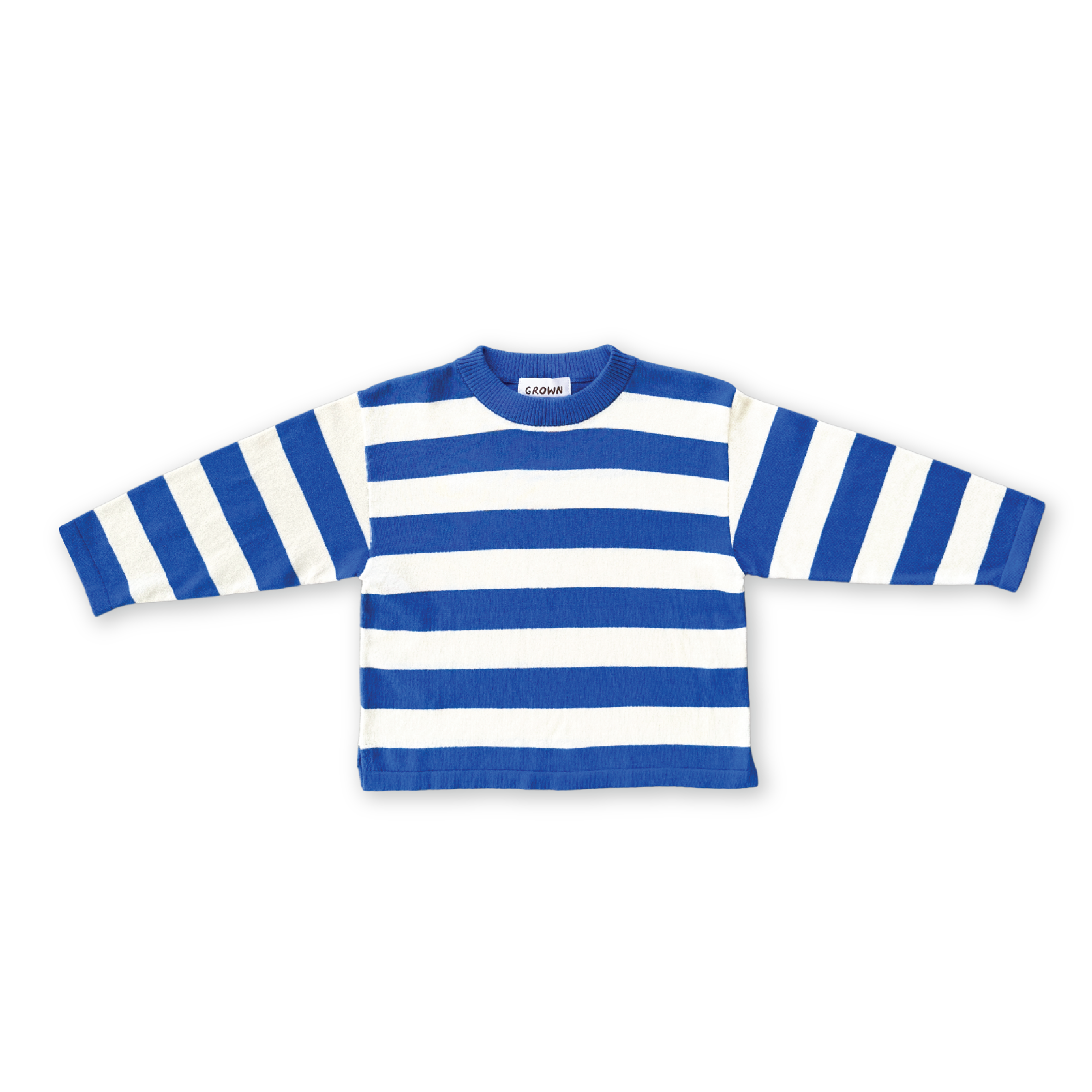 Grown Stripe Long Sleeve Knitted Tee - Sea