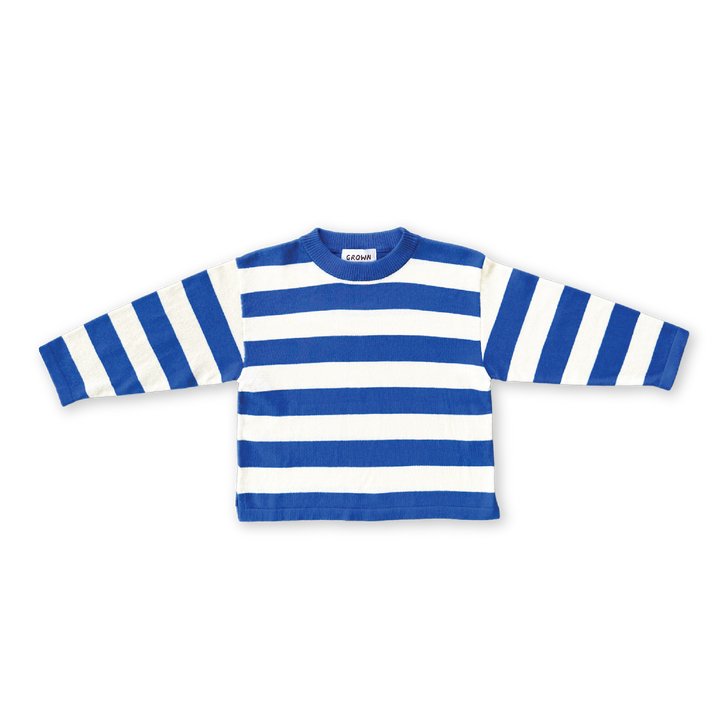 Grown Stripe Long Sleeve Knitted Tee - Sea