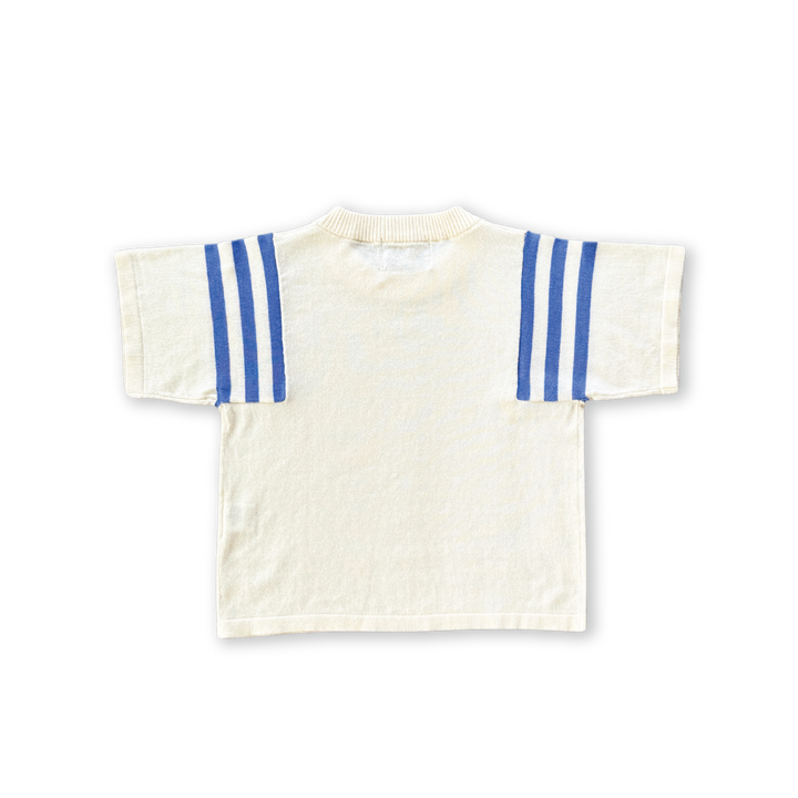 Grown Knitted Stripe Sleeve Knitted Tee - Milk
