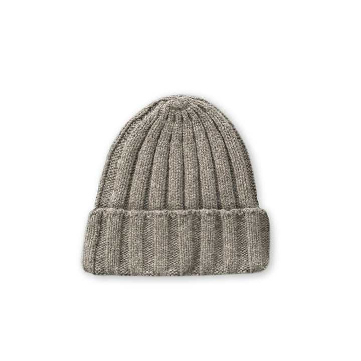 Grown Merino Blend Ribbed Beanie - Grey