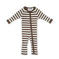 Organic Rib Stripe Knit Zip Jumpsuit - Espresso & Milk