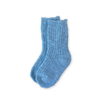 Cotton Slub Chunky Rib Socks - Duck Egg