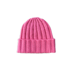 Merino Blend Rib Knit Beanie - Raspberry